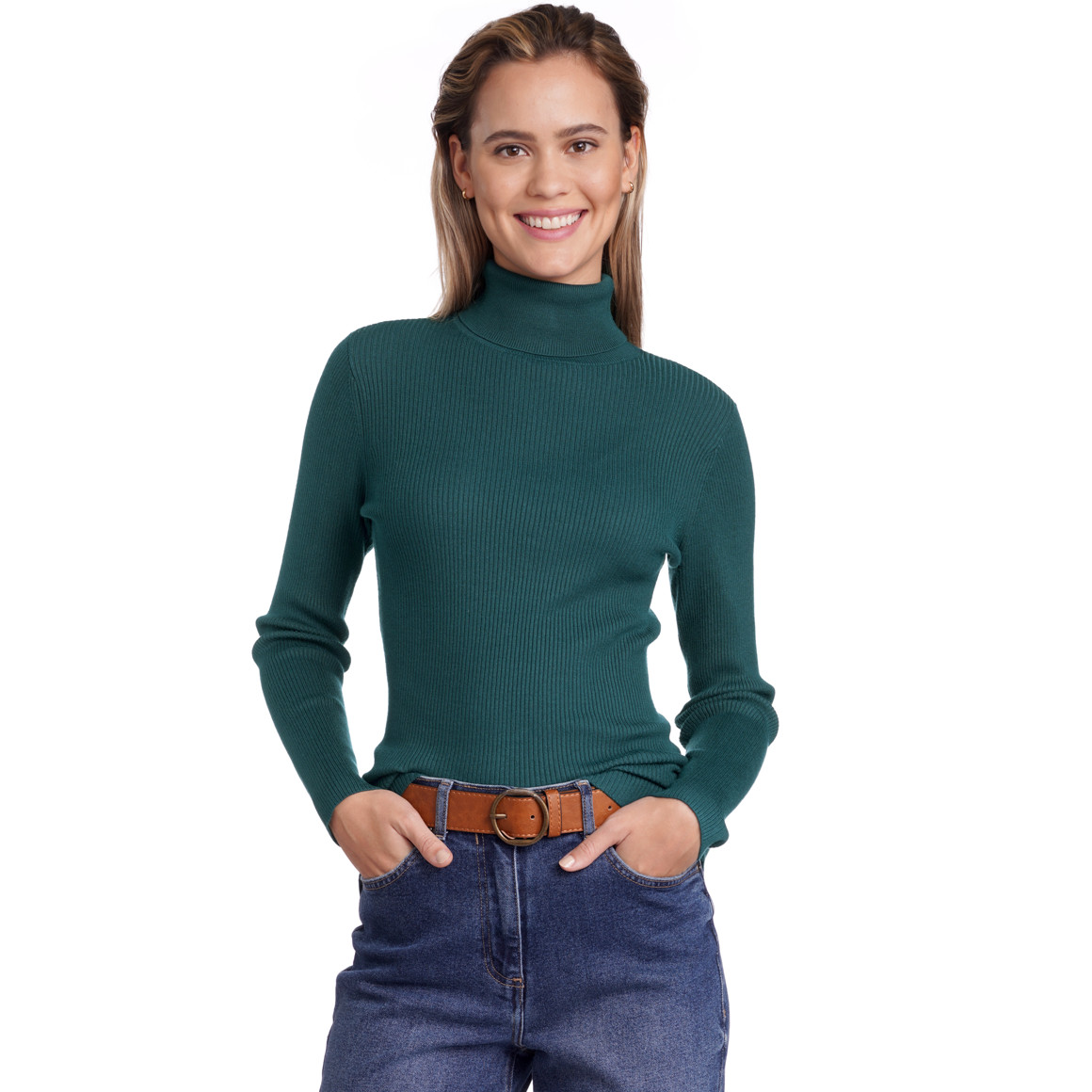Damen Rollkragenpullover gerippt