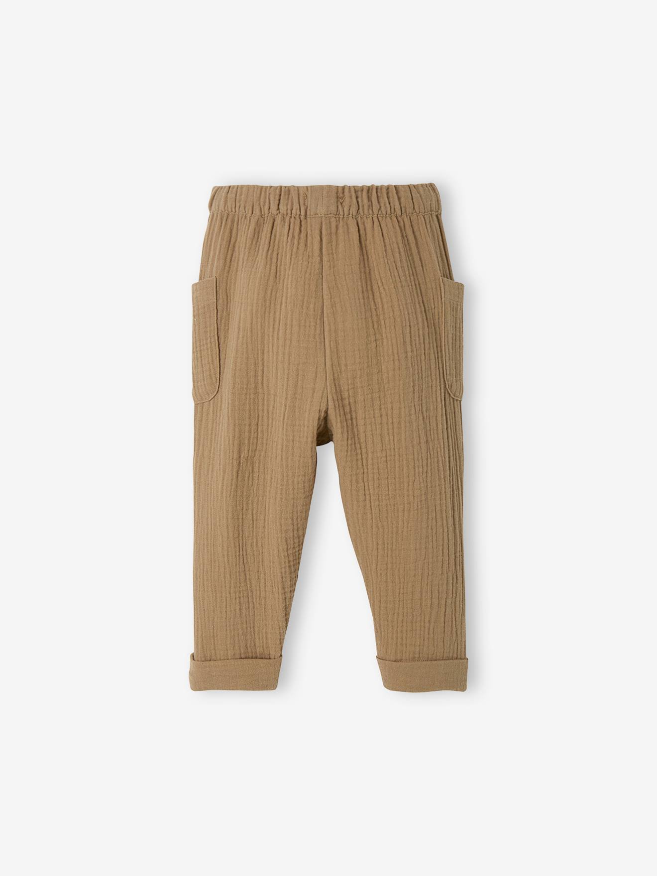 Pantalon bébé en gaze de coton anthracite