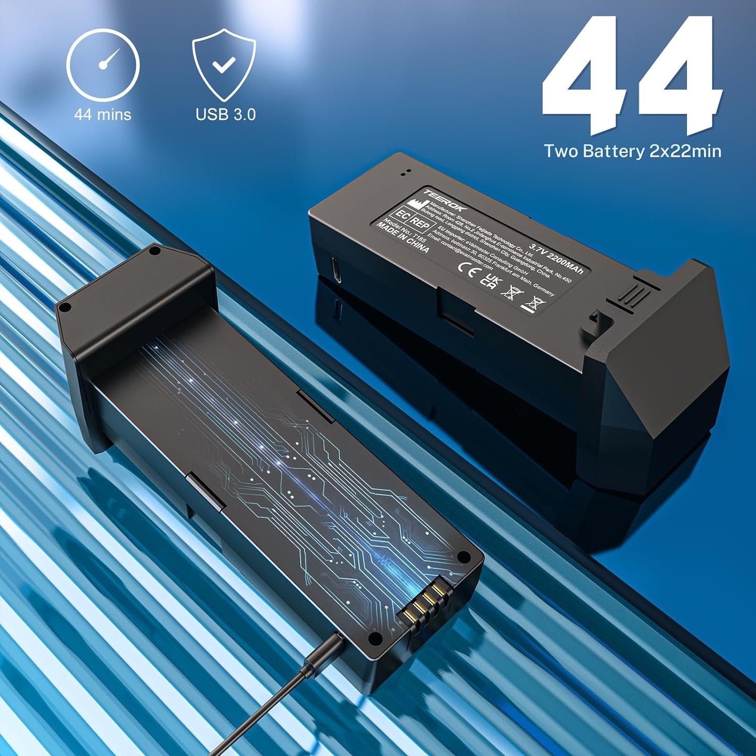 TEEROK T18S GPS mit Kamera 4K für Erwachsene, 5G Übertragung Drohne (1920*1080P, mit Automatische Rückkehr Follow Me Bürstenloser Motor 44 Min Flugzeit)