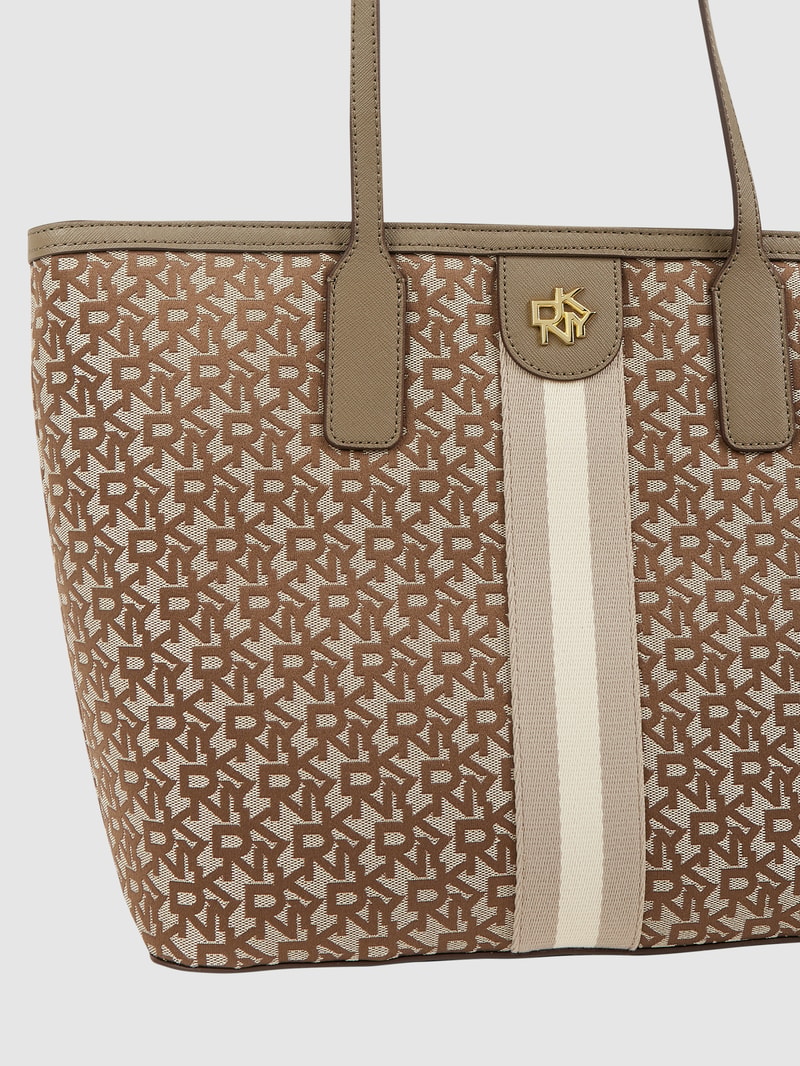 Tote Bag mit Logo-Muster Modell 'Carol' in taupe
