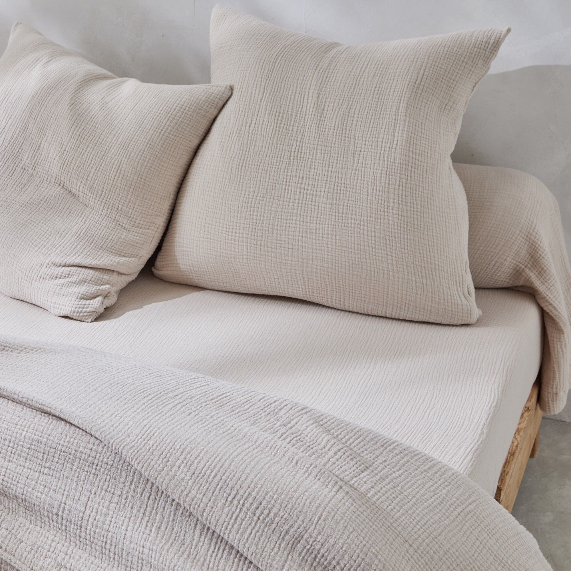 Linge de lit uni en triple gaze de coton