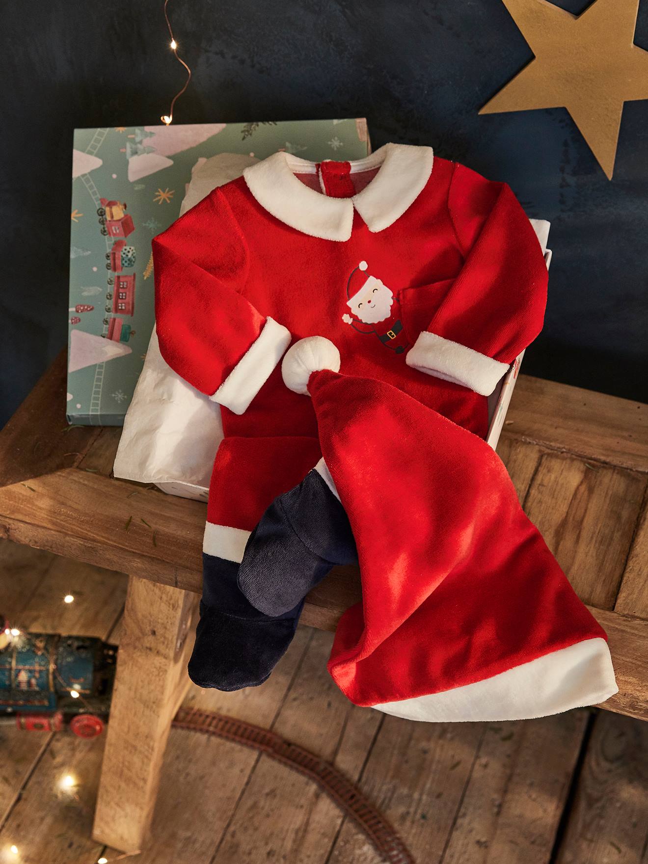 Vertbaudet Baby Weihnachts-Geschenkset: Strampler & Mütze - ziegel