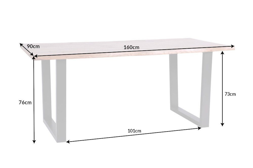 riess-ambiente Baumkantentisch LIVING EDGE 160cm natur / anthrazit (Einzelartikel, 1-St), Wildeiche-Massivholz · Metall · Kufen-Gestell · 3,5cm Platte · geölt