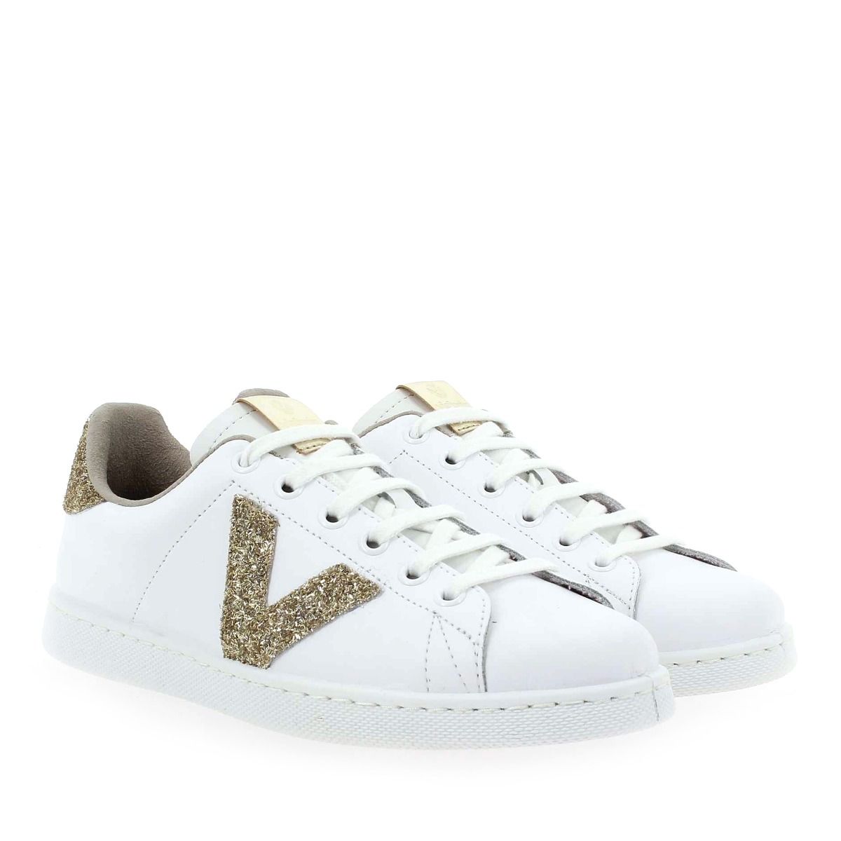 Victoria  1125188 TENIS PIEL VIRUTAS GLITTER - Blanc Marron Platine