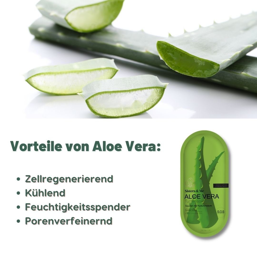Sisters & Me Gesichtsmaske 5x Sisters & Me Aloe Vera Tuchmaske mit Squalan und Centella Asiatica, 5-tlg.