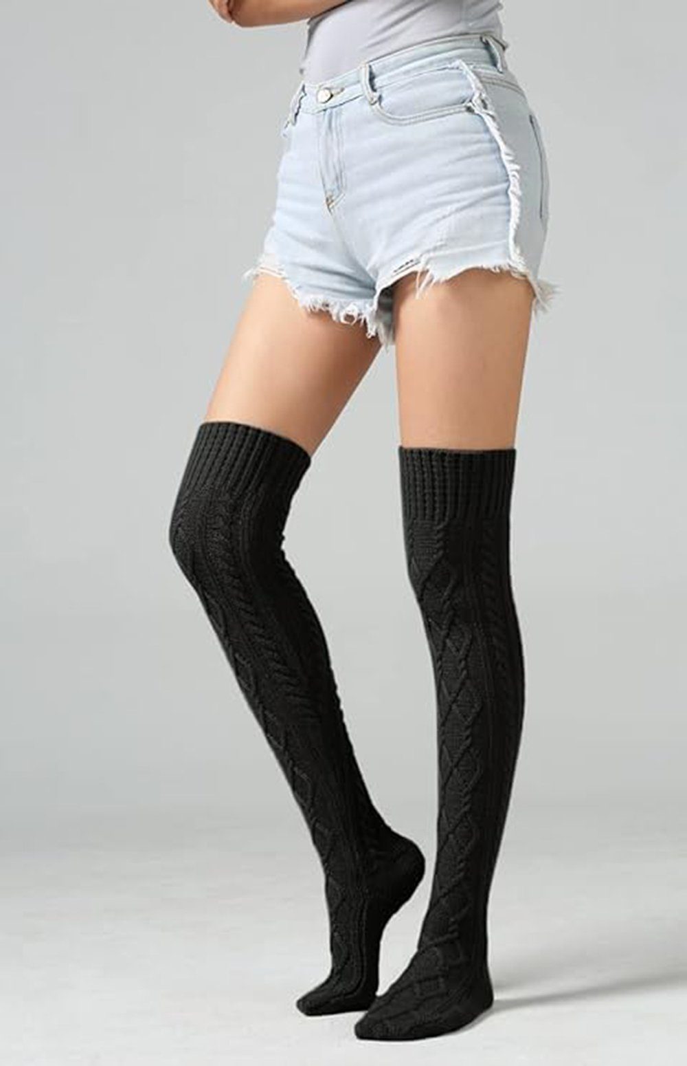 Beinstulpen Kniestrümpfe Damen Overknee Winter Strick Strümpfe (Ballett, Yoga, Beinwärmer Gestrickt) Stiefelstrümpfe Legwarmers Beinstulpen 1 Paar