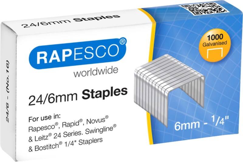Rapesco Heftklammern 24/6 S24607Z3 Stahl Silber 1000 Stück