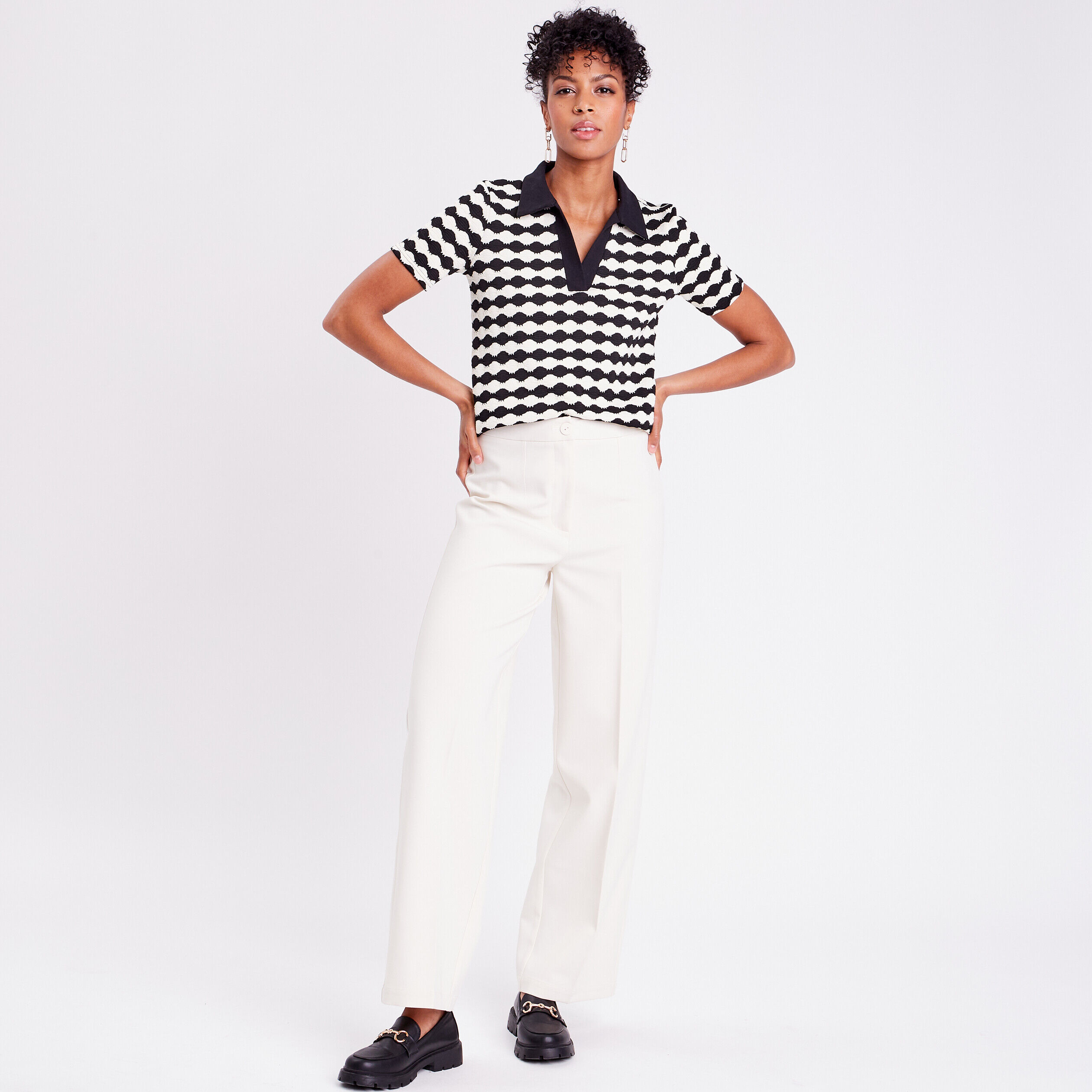 Polo manches courtes noir femme | Cache Cache
