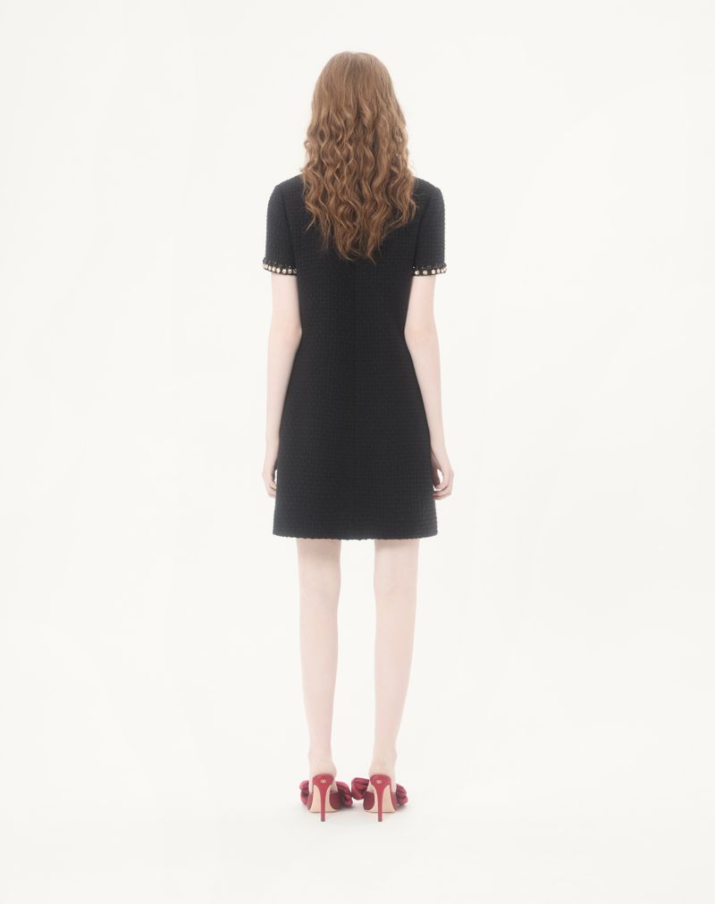 Vestido curto em tweed Canestrello bordado.