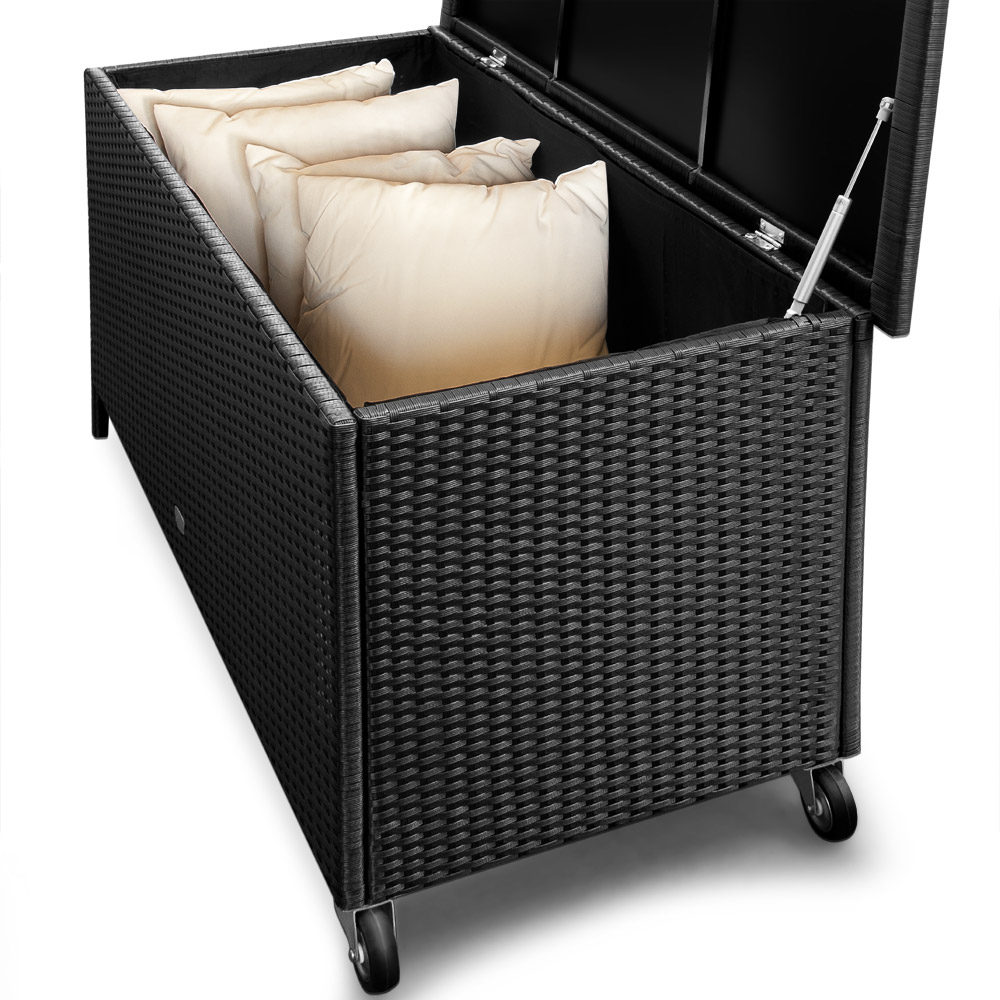Casaria Deuba Auflagenbox Polyrattan Alu 121,5x65x54,5cm schwarz