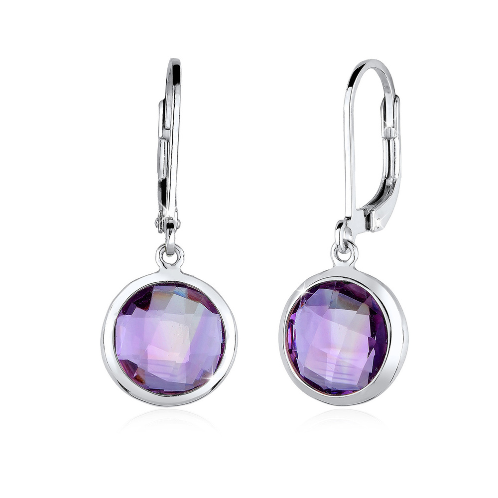 Elli Elli Boucles d'Oreilles Edelsteine Oval Amethyst 925 Silber Boucles d'oreilles