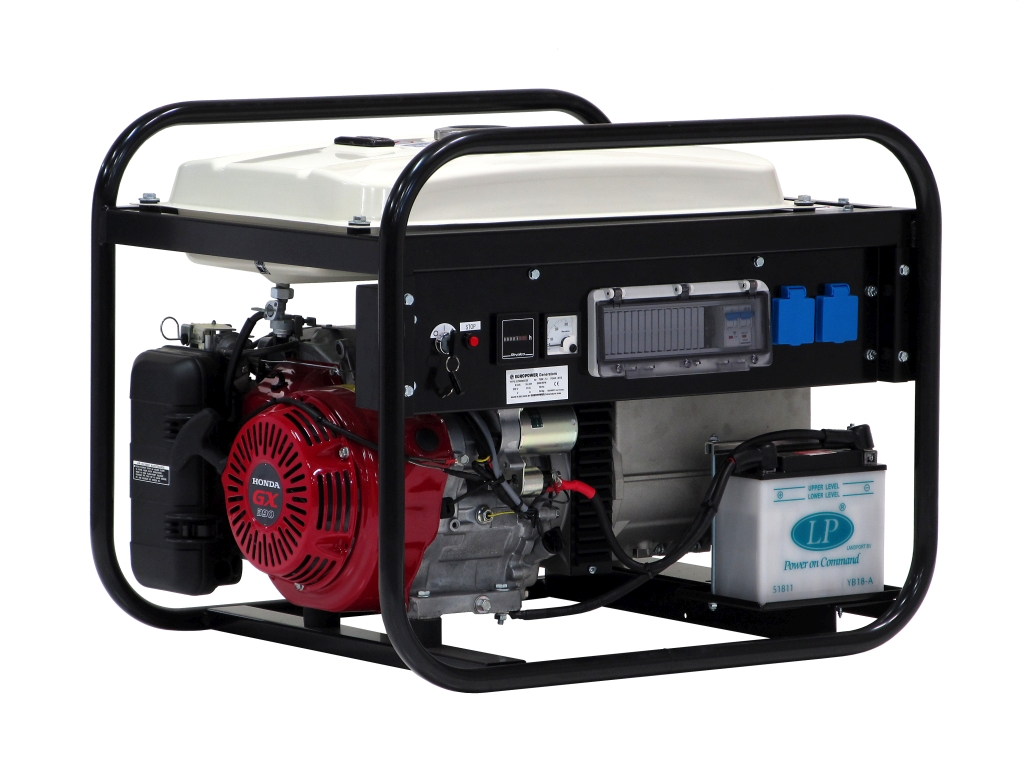 Europower 950000609 EP6000E-25 generátor 6 KVA Honda benzinmotorral 2x 230 Volt (16A) elektromos indítással 950000609