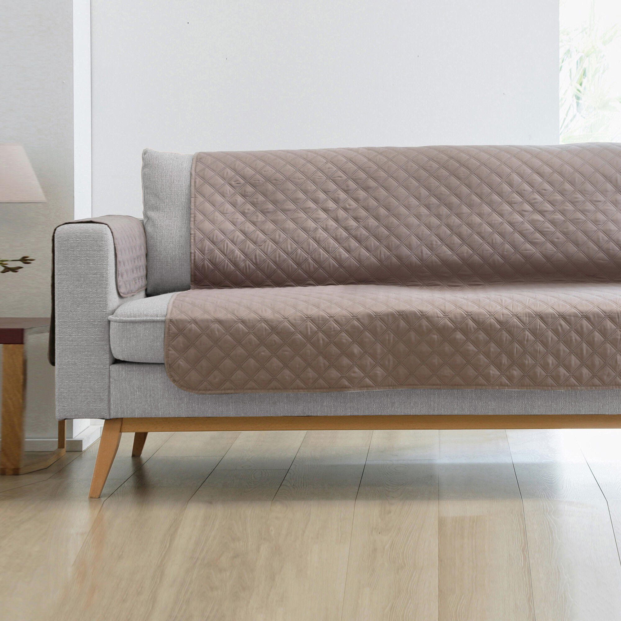 Protège-salon antiglisse microfibre matelassé