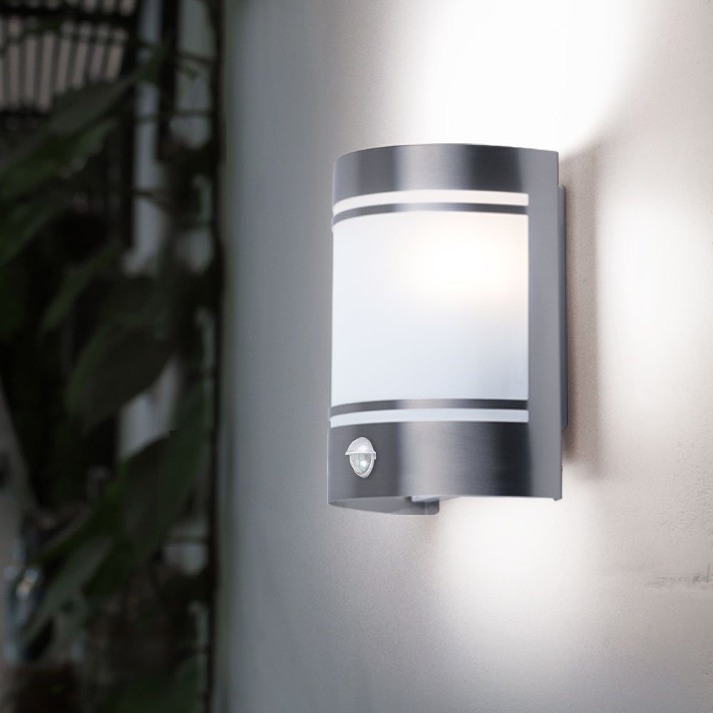 smartwares Außen-Wandleuchte, Leuchtmittel nicht inklusive, Außenleuchte Wand Edelstahl Wandleuchte mit Bewegungsmelder silber
