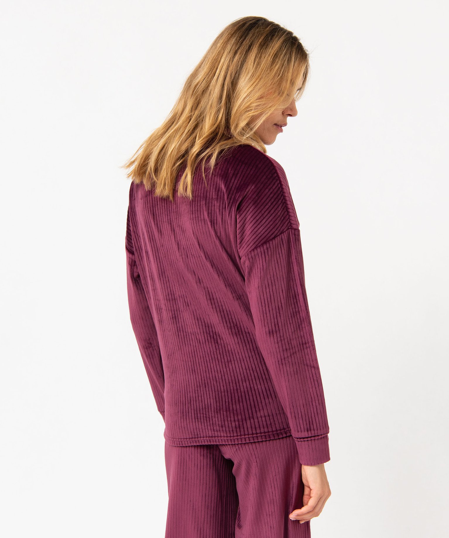 Haut de pyjama en velours ctelé femme violet | GEMO