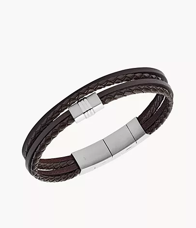 Fossil Herren Armband Brown Multi-Strand Braided Leather Bracelet