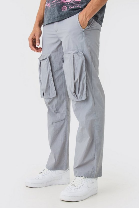 Lockere Nylon-Cargohose in Knitteroptik