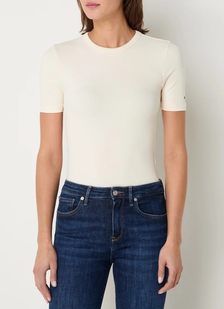 Tricou cu nervuri Tommy Hilfiger