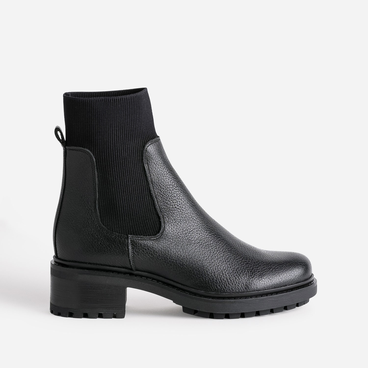 Boots chaussette noire éco-conçu en cuir