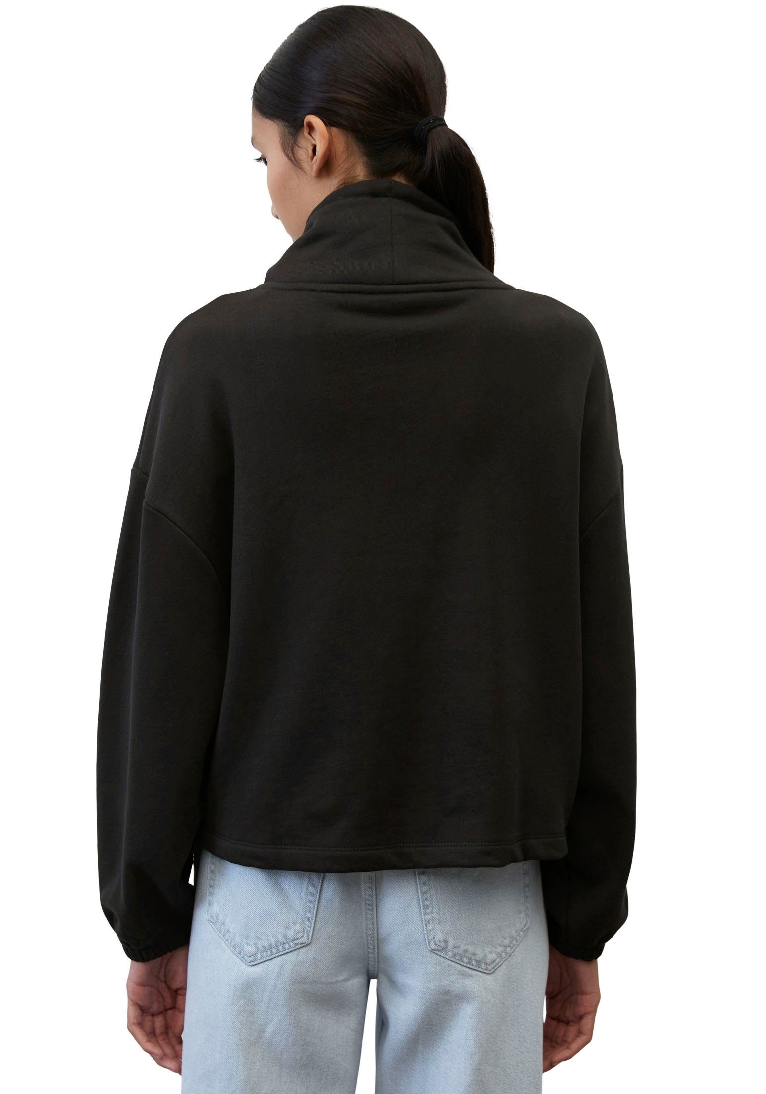Marc O'Polo DENIM Kapuzensweatshirt mit besonderer Kragenlösung und Kordelzug