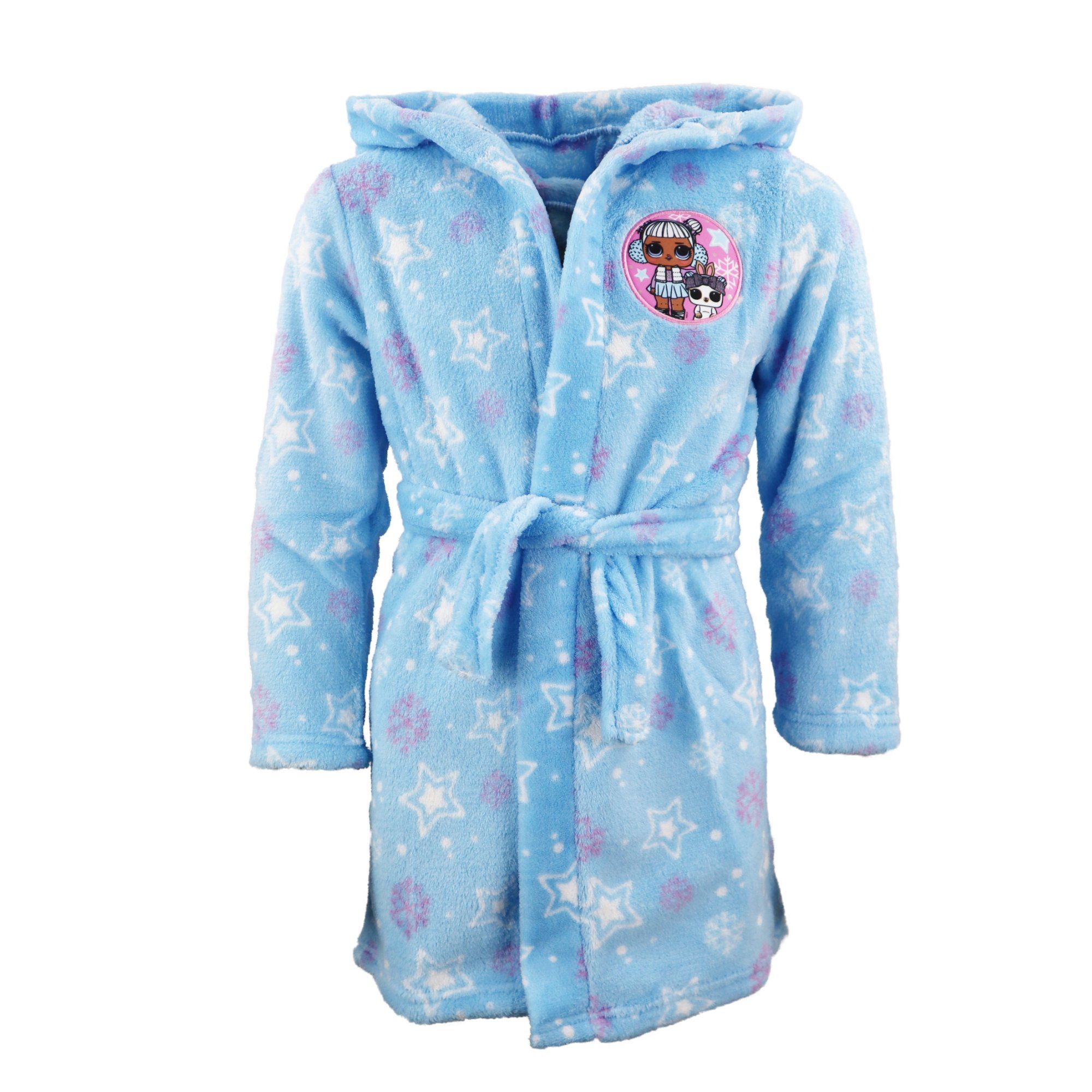 L.O.L. SURPRISE! Kinderbademantel LOL Surprise Mädchen Kinder Fleece Bademantel, Kapuze, Gürtel, Gr. 92 bis 128, Blau