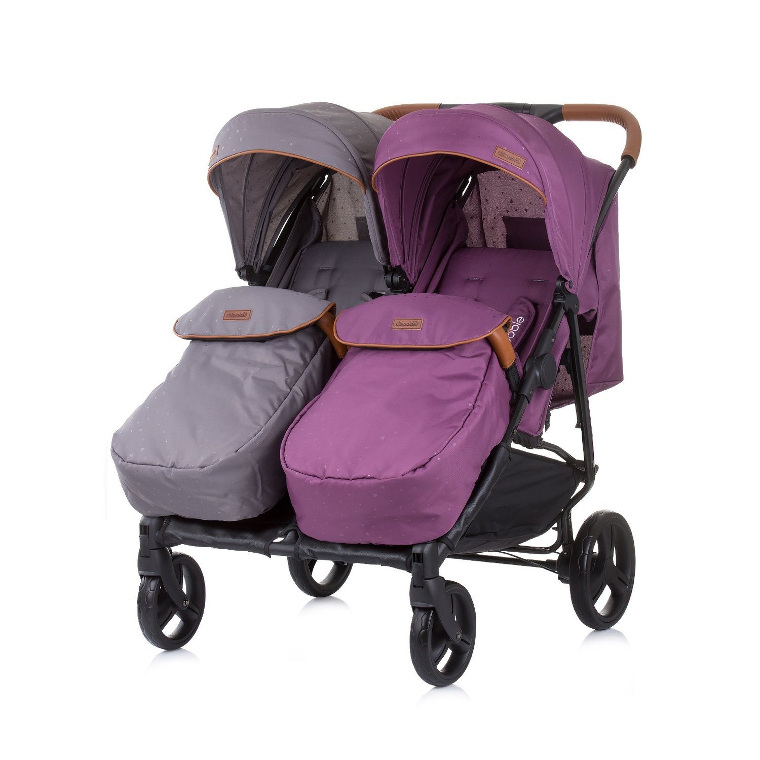 Chipolino Geschwisterwagen Geschwisterkinderwagen Passo Doble, klappbar, 73 cm breit, Fußsack