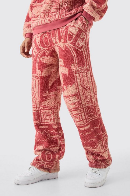 Lockere Jogginghose mit Borg-Print