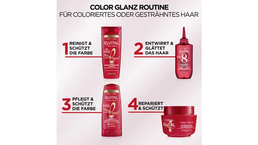 L'Oréal Paris Elvital Sofort-Aufbau-Kur Color Glanz -  Intensive Pflege für langanhaltenden Farbschutz 125 ml