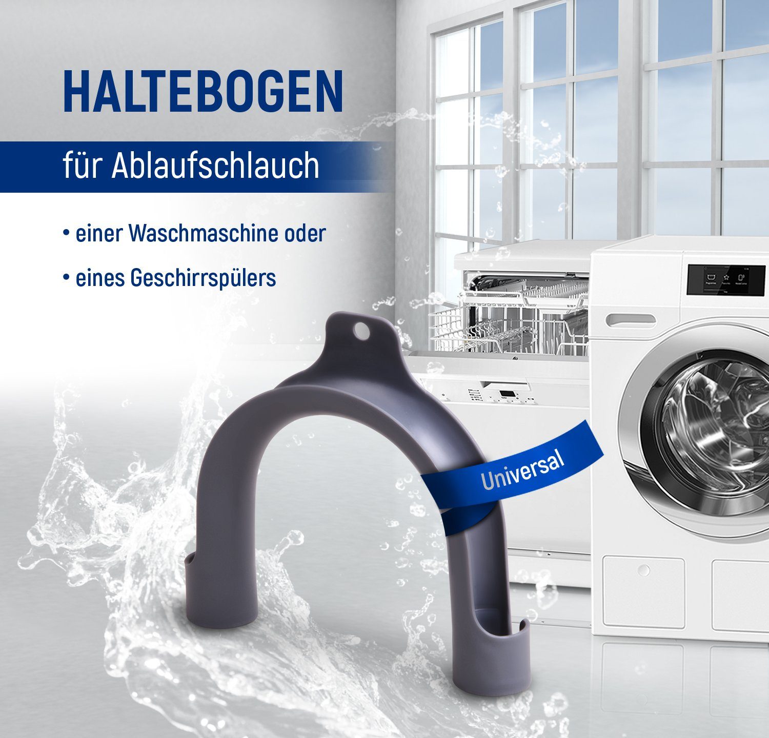 VIOKS Haltebogen universal Schlauchhalterung, (für Ablaufschlauch Waschmaschine Geschirrspüler)