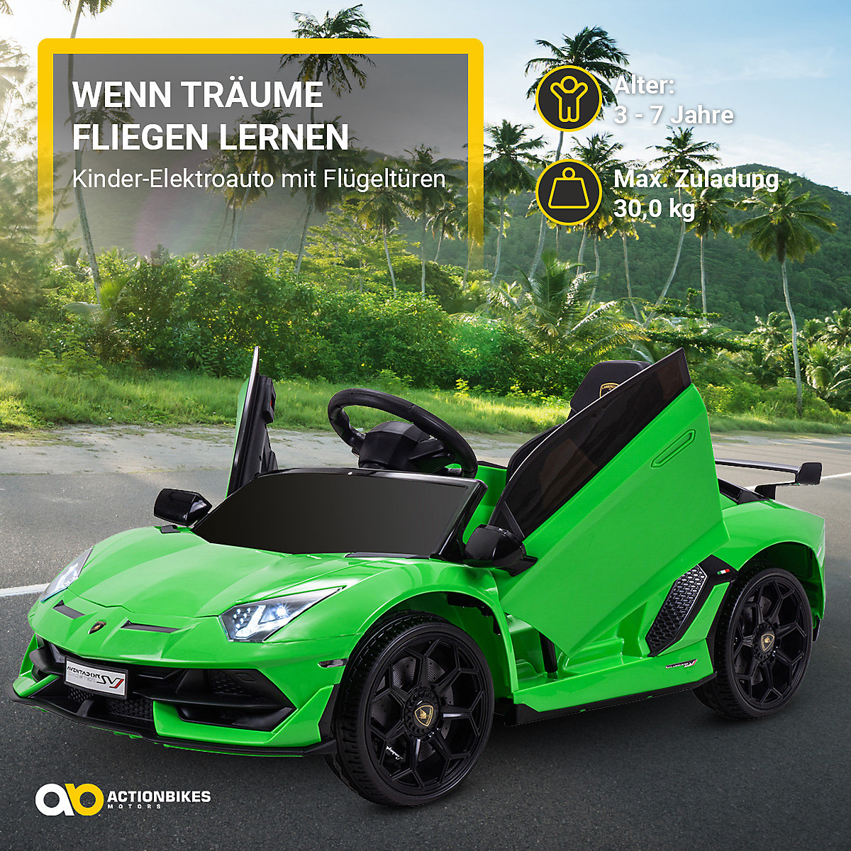 Kinder Elektroauto Lamborghini Aventador - Einsitzer - 2x35 Watt - Kinderauto mit Fernbedienung - Soundmodul