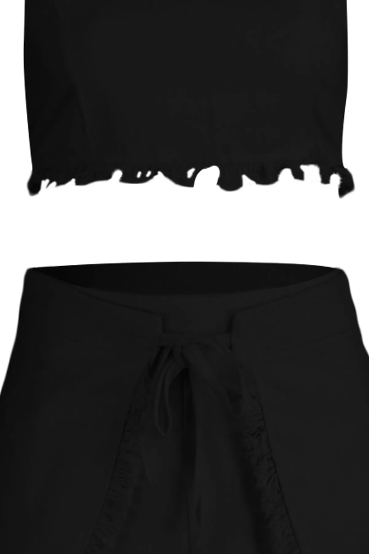 Trendyol Collection  Schwarzes gewebtes Blusen-Shorts-Set mit Quasten TBESS22AU0141