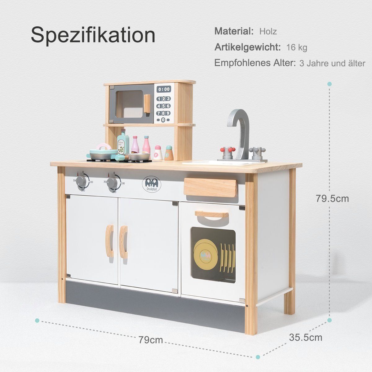 DOTMALL Kinder-Küchenset Holz Spielküche Küche für Kinder Küchenzeile Zubehör Chef Rollenspiel
