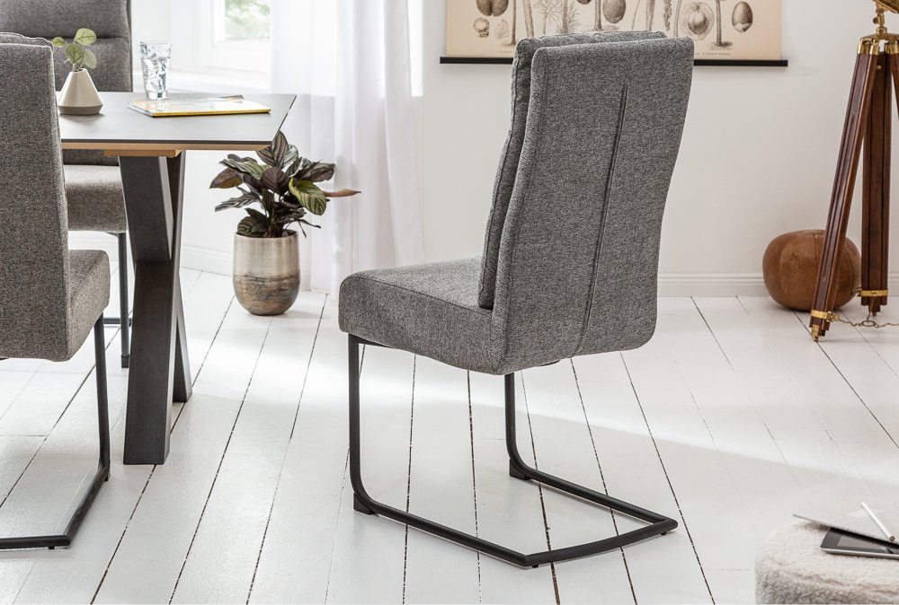 riess-ambiente Freischwinger COMFORT vintage grau, Esszimmer · Webstoff · Metall · Industrial Design