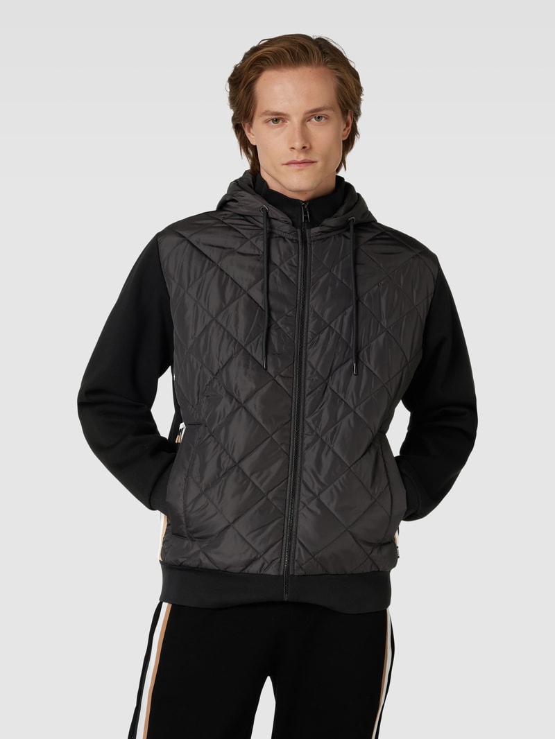 Sweatjacke mit Steppnähten Modell 'Salvi' in schwarz