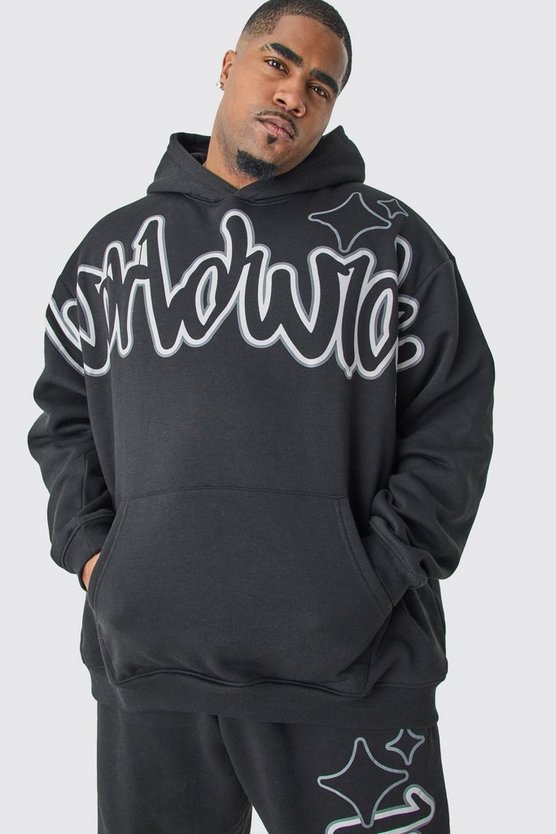 Plus Oversize Trainingsanzug mit Worldwide Graffiti Print