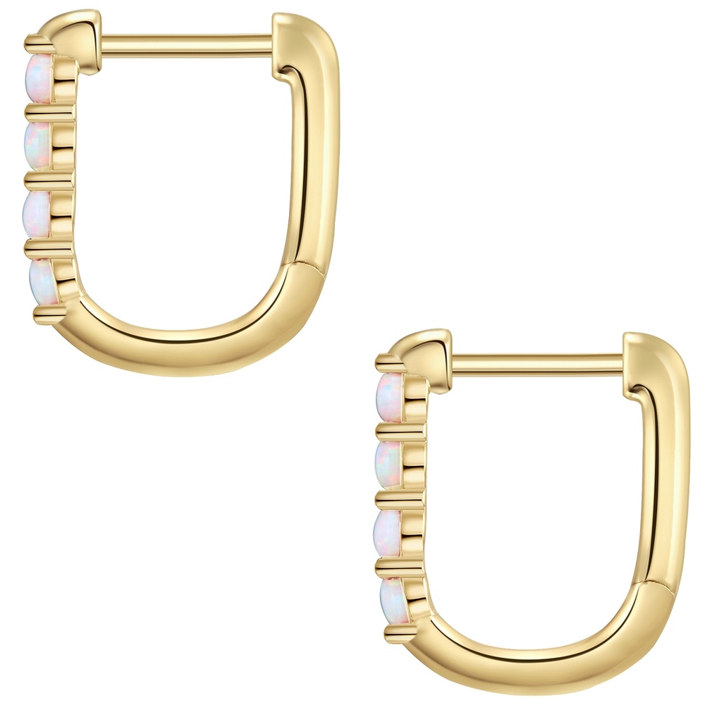 Glanzstücke München Créoles en argent Argent sterling Opale (synth.) en Or jaune Boucles d'oreilles