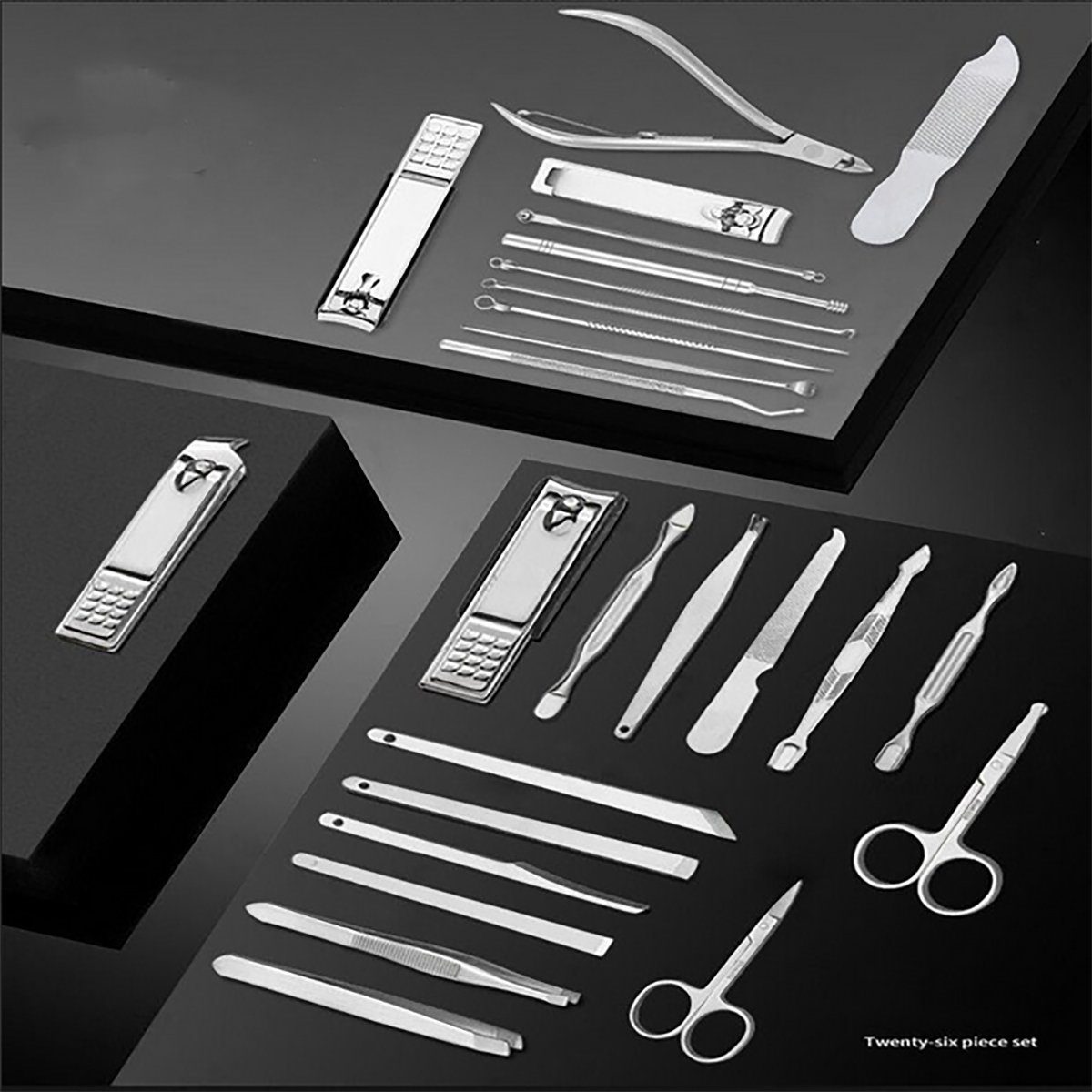 TPFBeauty Maniküre-Pediküre-Set Nagel Set mit Aufbewahrungs-Etui, 26-tlg., Nagelschere, Nagelknipser, Pinzette uvm., Edelstahl Maniküre Set Pediküre Set - Weiß