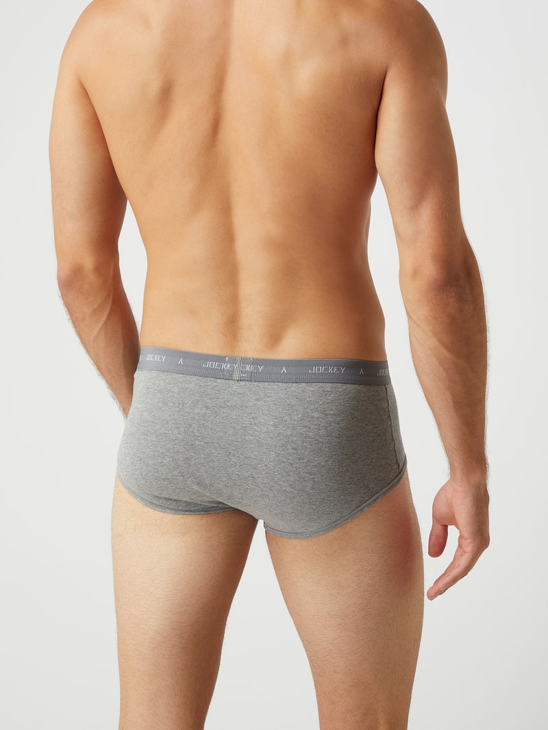 Slip im 3er-Pack in mittelgrau meliert