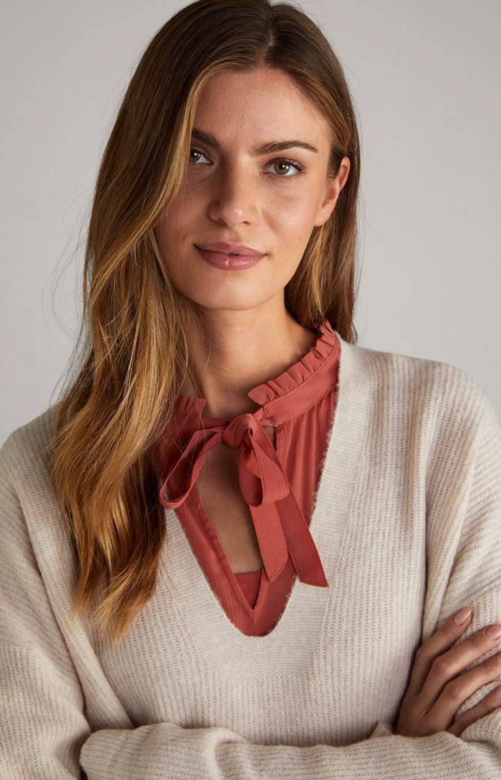 Wool-Mix-Pullover in Hellbeige