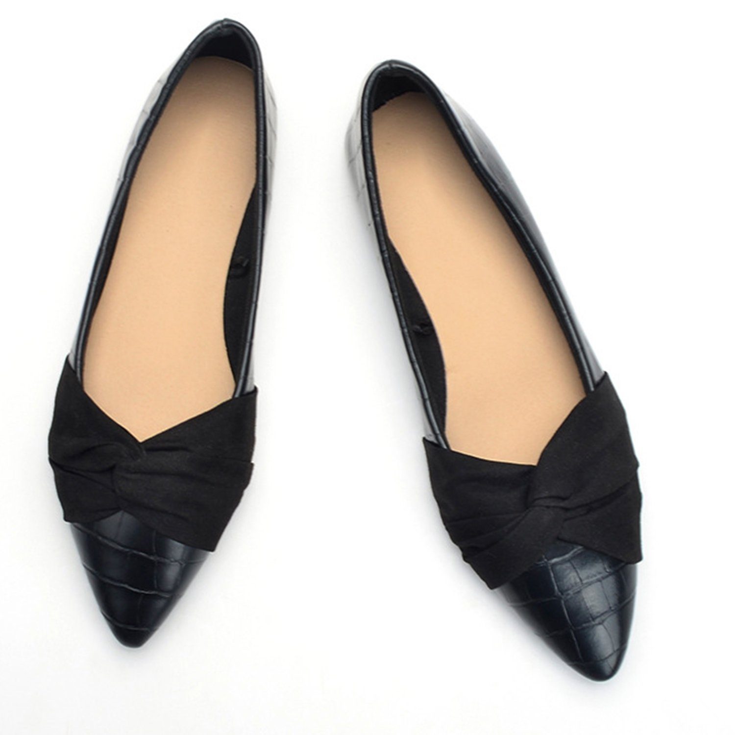 Daisred Damen Klassische Ballerinas Flats Schleife Dress Schuhe Ballerina