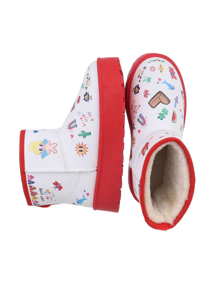 Ital-Design Stiefelette in Rot und Weiß günstig kaufen