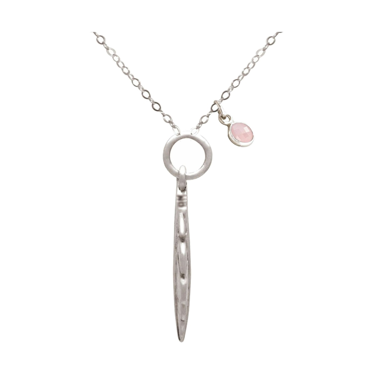 Kette mit Anhänger 'Tropisches Blatt ROSENQUARZ'