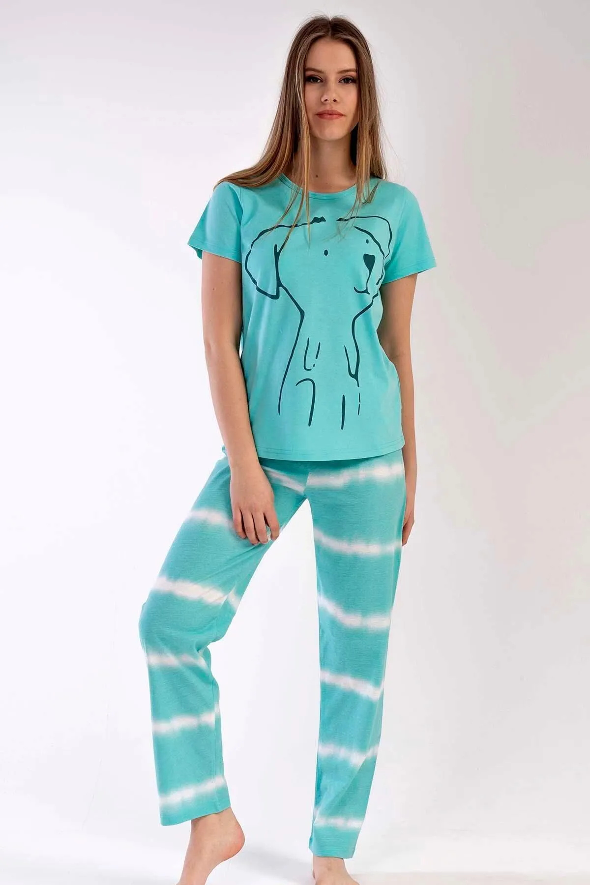 C&City  Kurzarm-Pyjama-Set Grün-441027