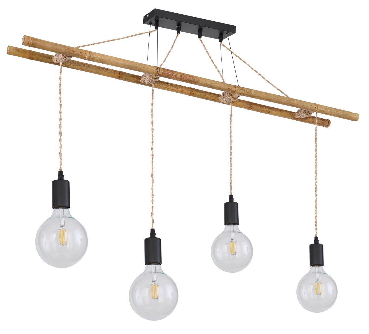 Globo Lighting - LIONI - Hängeleuchte Bambus naturfarben, 4x E27