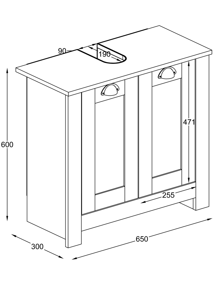 VCM  Holz Badmöbel Badunterschrank Schrank Balusa M in Weiß günstig kaufen onesize