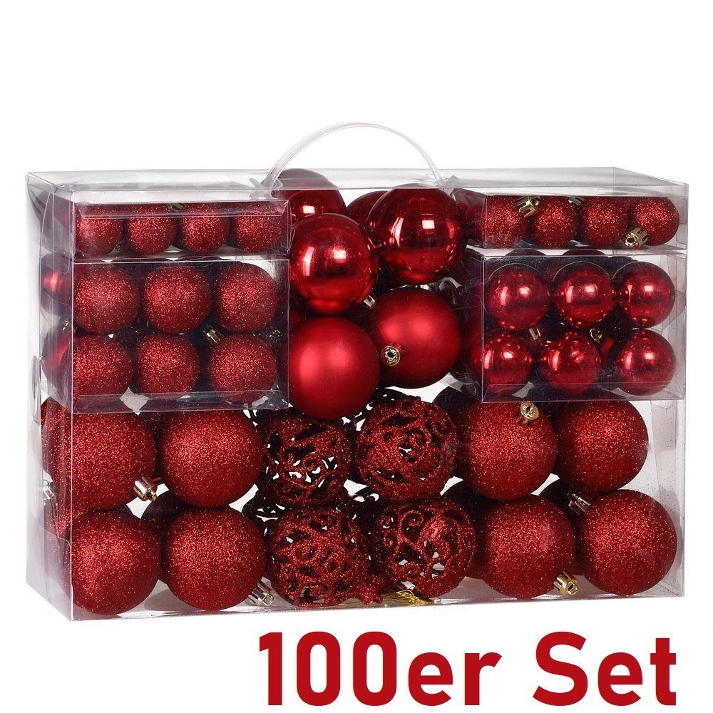 JUNG Christbaumschmuck Christbaumkugeln Weihnachtskugeln 100Stk Christbaumschmuck Kugeln (100-tlg), Weihnachtsdeko Weihnachtsbaumkugeln Weihnachtsschmuck Weihnachten
