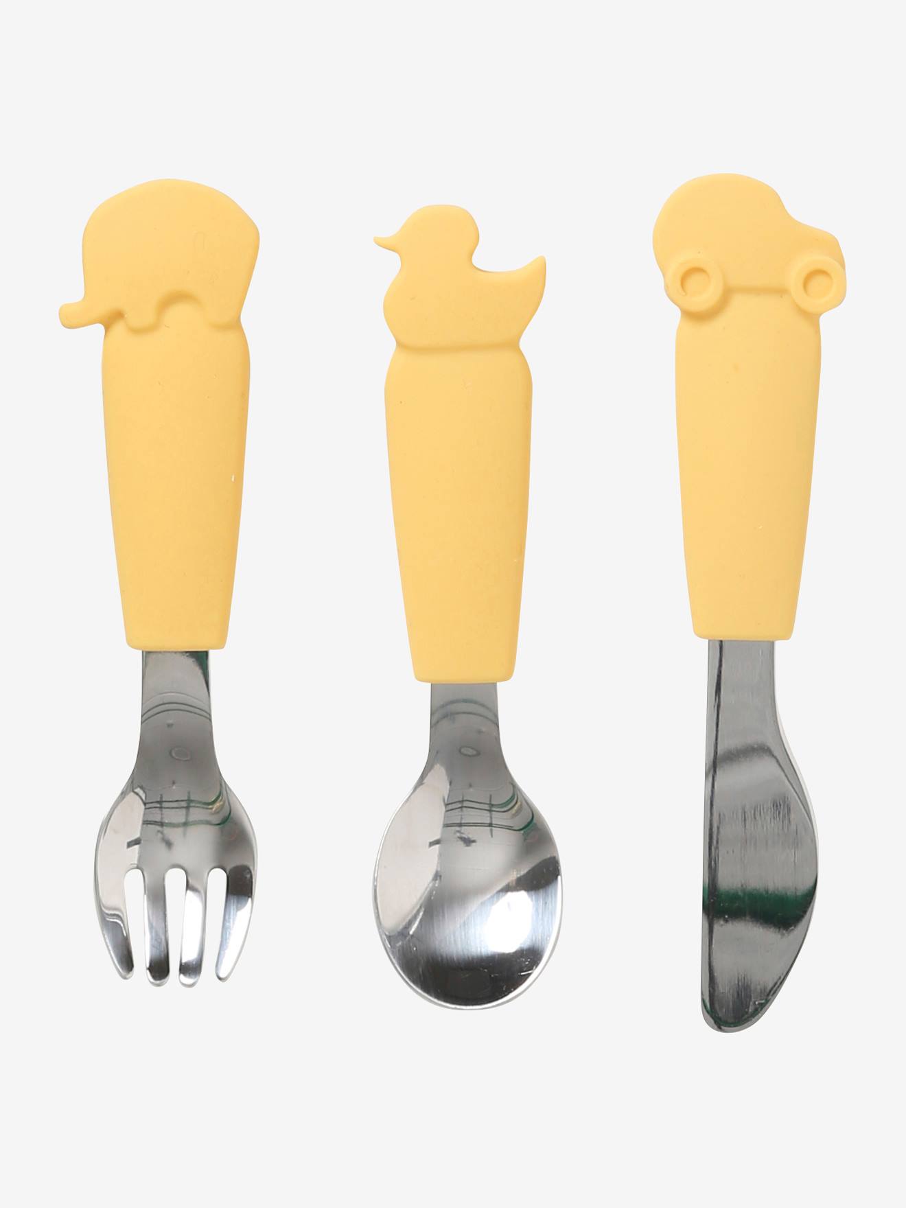 Set couverts enfant silicone et inox x3 sauge