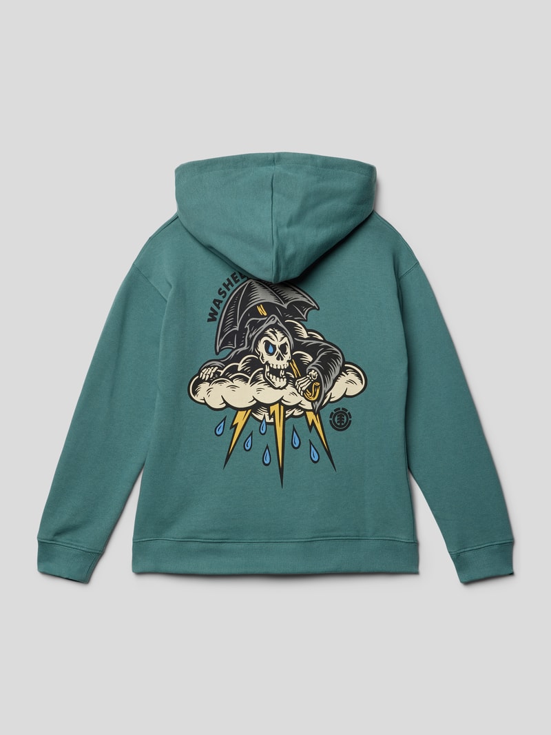 Hoodie mit Label-Print in petrol