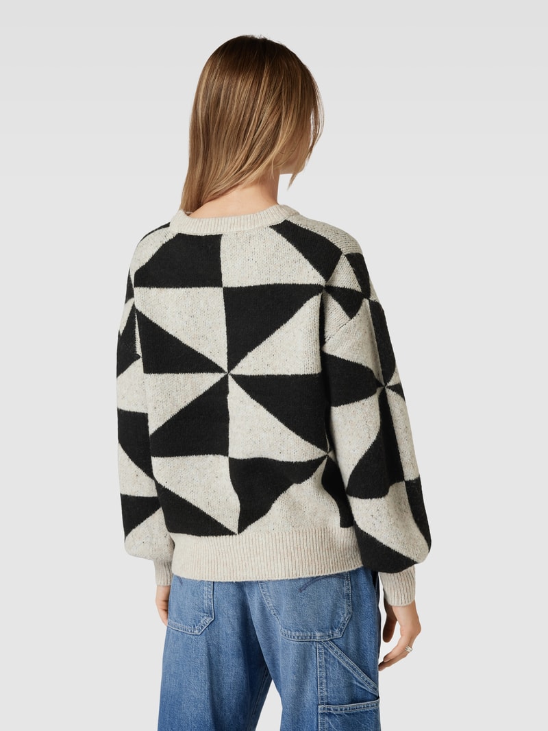 Strickpullover mit grafischem Muster Modell 'GEORGINA LIFE' in offwhite