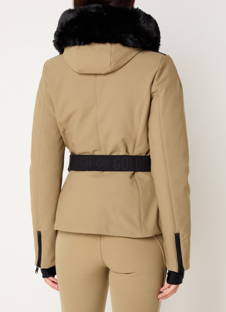 Goldbergh Hida softshell ski jacket with detachable faux fur and belt